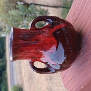 ❤Brown Terracotta vase with red drip glaze.